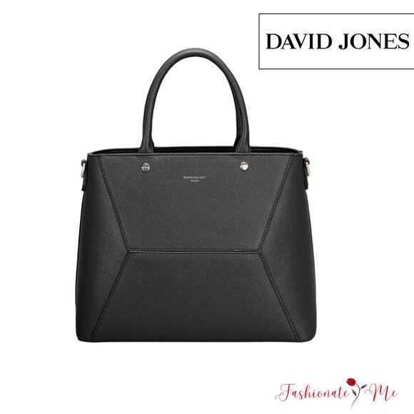 David Jones PU Leather Adjustable Shoulder Strap Handbag | Black - Picture 1 of 6